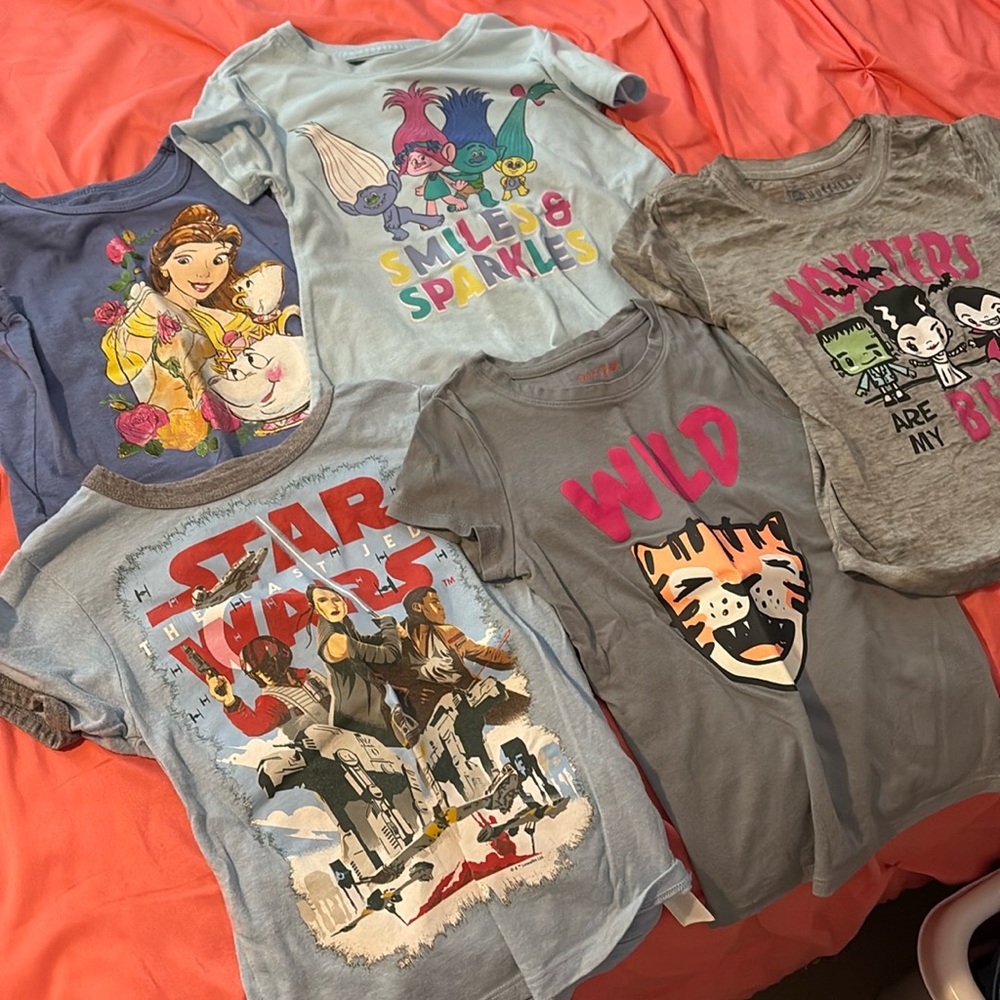 Girls assorted t-shirts. Size 5T. Used but in great condition!